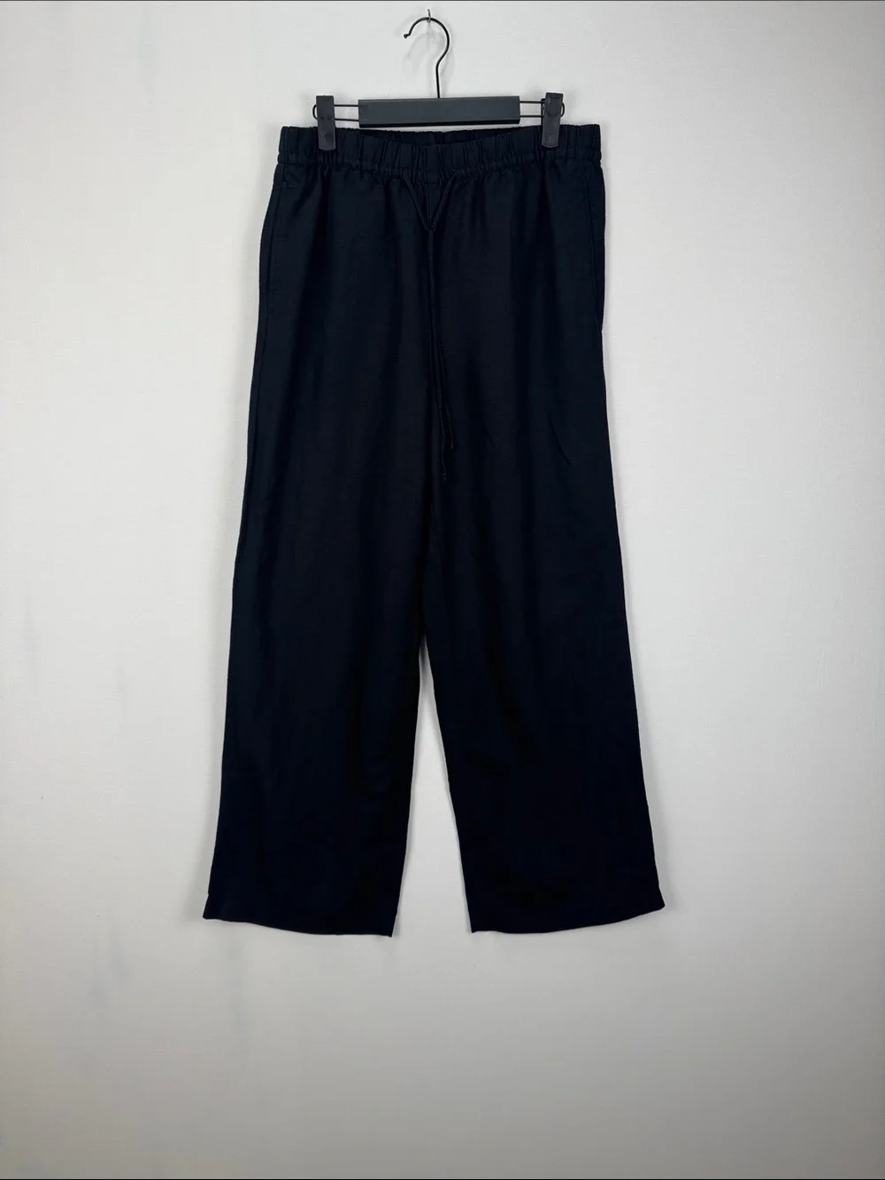 H&M Linen Blend Wide Leg Pants Black Size M